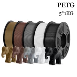 JAYO Filaments PETG 5 Rolls Mixed Colors 3D Printer Filament 1.75mm 100% No Bubble FDM 3D Printer Materials DIY Gift 1.1KG/1 Rol