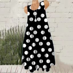 Round Dot Pattern Fashion Women Mini Dresses Summer Sleeveless 3D Printing Street Ladies Trend Dress 3XL Plus Size Casual Dress