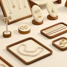 WoodTen Solid Wood Jewelry Tray Retro Ring Earring Display Necklace Bracelet Watch Jewelry Tray Stackable Jewelry Organizer Tray