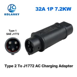 Kolanky EV Adapter IEC 62196 Type 2 to Type 1 J1772 32A EVSE Charger Connector Electric Vehicle Cars Charging Converters