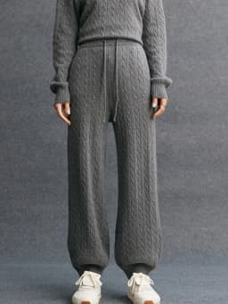 TLOML New Women's 100% Cashmere Knitted Cable Knit Bloomers Pants Autumn Winter Soft Warm Comfy Casual Trousers Cashmere Pants