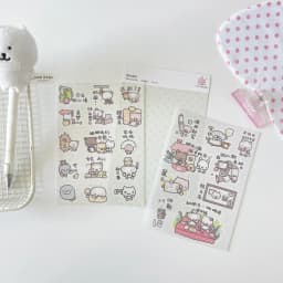 WAKAWAKA Kawaii Diary Stickers 3 Style Options 2 Sheets Washi Paper Special Oil Print Kiss Cut for Journal Scrapbooking Planner