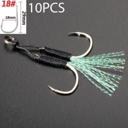 10 Pairs Cast Jig Assist Hook High Carbon Steel Angle Barbed Thread Feather Fishing Tackle Slow Jigging Tool Pesca Lure Fishhook