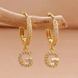 Nidin Hot Sale Initial A-Z Letters Mini Small Hoop Earrings Gold Color Zircon Jewelry Alphabet Fashion Christmas New Year Gift
