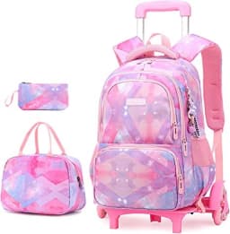 School Trolley Bag School Wheeled Backpack Set for Girls Elementary School Trolley Bag Set 3 pcs with Lunch Bag Pen Bag For Boy