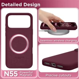 Liquid Silicone Magnetic Case for iPhone 17 Air 16 15 14 13 12 18 Pro Max Plus 17Pro 18Pro for Magsafe Burgundy Red Phone Cover