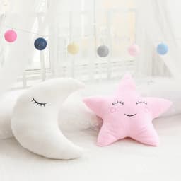 Shy Sky Plush Throw Pillow Stuffed Cloud Moon Star Water Drop Soft Cushion Pink White Grey Colorful Back Support Plushie Decor