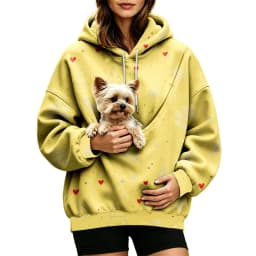 Women Fall And Winter Hoodie With Pet Pouch Oversized Pocket Colorful Print Sweatshirt For Dogs And Long Length Zippe Hoodie