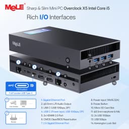 MeLE Overclock X5 MiniPC Core-i5 1235U 16GB RAM 512GB SSD, Dual Ethernet Port, 2×M.2 Slot, HDMI×2/USB-C*2/4K Desktop Computer