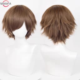 Anime 30cm Short Straight Cosplay Wig Black White Green Brown Purple Blue Gray Red Gold Man Women Heat Resistant Synthetic Hair