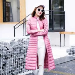 Woman's Ultra Light Down Jackets Stand Collar Slim Knee Length 90% White Duck Down Coats Women Down Parkas Lady Overcoats JK-791