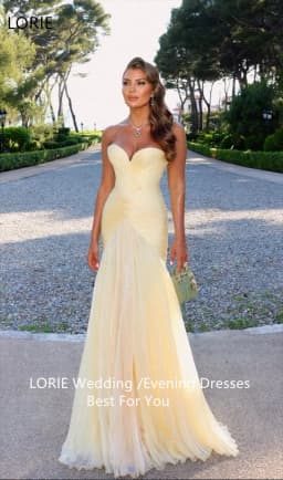 LORIE Customized Mermaid Elegent Wedding Dresses V-Neck Sexy Strapless Sleeveless Bride Prom Gown Floor-Length Bridal Gowns