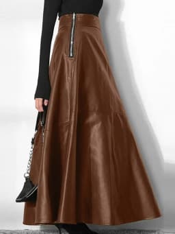 2023 Fashion Solid Mujer Faldas ZANZEA PU Leather Maxi Skirts Women's Elegant OL Long Saias Casual High Waist Zipper Jupe Femme