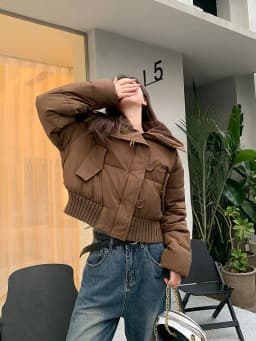 Winter Patchwork Parkas for Women Winter Warm Large Lapel Crop Coats Y2K Korean Sweet Preppy Loose Puffer Outerwear Mujer