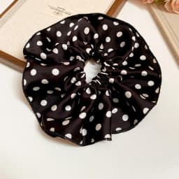 1/3 Pcs Black White Polka Dot Satin Scrunchies for Women Large Round Ruffles Hair Band Gentle Elegant Hair Ties Head Accessories