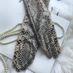 Long Genuine Leather Gloves No Lining Soft Sheepskin Snake Pattern Custom Made Women Elbow Gloves T stage gloves