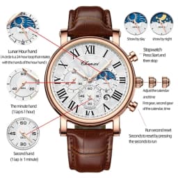 CHENXI 973 Man Quartz Wristwatch Waterproof Luminous Chronograph Multi-function Moon Phase Men's Watches часы мужские