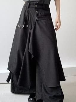 Y2k Harajuku Vintage Japanese Pants Button Irregular High Waist Solid Color Wide Leg Pants Casual Loose Design Women's Clothing