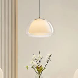 Creative Jelly Pendant Light Nordic Design Restaurant Kitchen Light Transparent and Milk White Double Layer Glass Chandelier