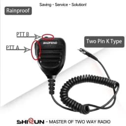 Baofeng UV-13Pro Waterproof Microphone Shoulder Speaker UV-9R PRO 2 Pins for Walkie UV-5R/UV-82/UV-16/TH UV8000D Two Way Radio