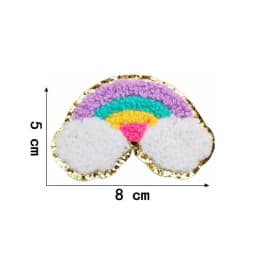 10pcs Set Chenille Self-Adhesive Patches Shiny Glitter Base Lightning Star Rainbow Patch for Bags Hats Jackets Clothing