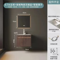 Light Luxury Bathroom Cabinets Rock Slab Integrated Washbasin Modern Solid Wood Bathroom Sink Cabinet Vanity Bathroom Furniture