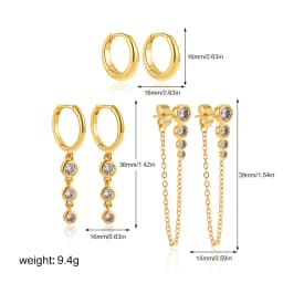 Dainty Zircon Small Stackable 14k Gold Plated Earrings Set for Women Multiple Piercing Cartilage Huggie Hoop Earring Jewelry