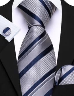 Fashion Diagonal Striped Tie Set for Men Formal Party Business Wedding Necktie Handkerchief Cufflinks 3PCS Suit Accessories