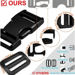 4 Sets Buckles for Straps, Release Buckle Plastic Clip Dual Adjustable, for Luggage Nylon Strap Webbing Outdoor Backpack