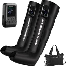 Air Compression Leg Massager for Circulation and Pain Relief, Cordless Full Leg Recovery Boots with Dual Controller