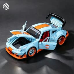 FG 1:64 Porsche 930 RWB Wide Body Modification Gulf Oil Full Open Alloy Diecast Car Model Collection