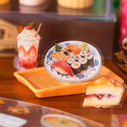 Mr. Paper 20pcs Bite of Light Sticker Book - Square PET Journal Supplies, Food Theme Collage Decor, Creative Stationery Material