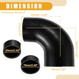 UXCELL 51mm ID to 63mm ID 51mm ID to 76mm ID Universal 90 Degree Elbow Silicone Hose Coupler Turbo Intercooler Intake Piping
