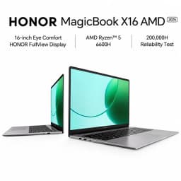 HONOR MagicBook X16 AMD 2025 Laptop 16 Inch AMD Ryzen 5 6600H Processor AMD Radeon 660M Graphics, 40W Boosted‑Performance Mode, Slim Laptop for Work, Study & Light‑Entertainment