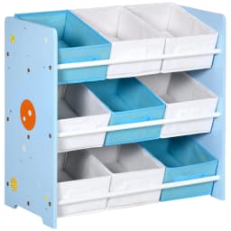 ZONEKIZ Kids Storage Unit Toy Box Organiser Bookshelf with Nine Removable Baskets, for Bedroom, Nursery, Playroom
