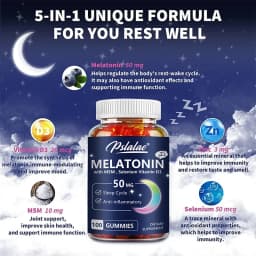 Melatonin Gummies 50mg - Sleep Support, Stress Relief, Improved Sleep Quality, Boosted Energy Production, Increased Vitality