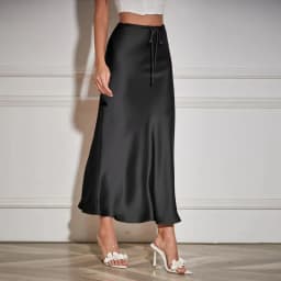New In 2026 Women's Spring Summer Solid Color Satin Long Skirt High Waist Lace-up Trendy Elegant Faldas Female Beach Maxi Skirts