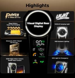 DOOGEE V Max 2 Pro 5G Rugged Phone, World Premiere, 6.78" Display, 48GB(16+32) RAM + 1TB ROM, 22000mAh Big Battery, Android 16, Dual Camping Lights, Dual Speakers, 120W Super Fast Charging