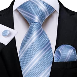 New Formal Ties Classic Blue Striped Necktie Handkerchief Cufflinks Gift For Men Wedding Tie Cravate Gravatas