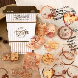 6style 30pcs retro coffee themed PET material decorative sticker DIY handmade material scrapbook diary album decorative sticker
