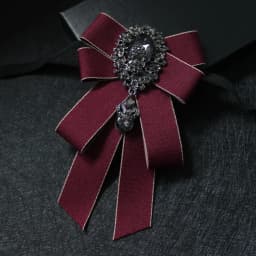 Retro Handmade Ribbon Bow Tie Brooch Rhinestones Crystal Necktie Men's Suit Shirt Collar Pin Luxulry Webbing Jewelry Accessories