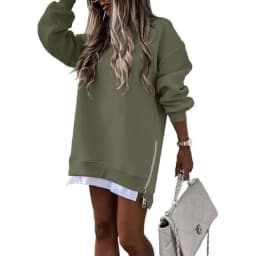 Style Pullover Hoodie Regular Fit Commute Style with Round Neck Asymmetrical No Hood Standard Length Single Women Sweatshirt