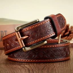 High Quality Embossed Western Cowboy Brass Buckle Belt Real Thick Genuine Leather Designer Men Belt Punk Jeans Belts For Men