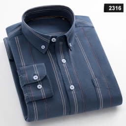 Casual Long-sleeve Shirts for Men Slim Fit Plain Shirt 100%cotton Plaid Striped Tops Soft Designer Fashion Korean Trends Clothes