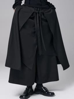 [EAM] High Elastic Waist Black Bandage 2 Layers Wide Leg Pants New Trousers Women Fashion Tide Spring Autumn 2026 1DJ0396