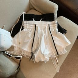 Fake Two Piece Lace Patchwork Skirts Shorts Y2k High Waist Sweet Lantern Shorts for Women 2026 Summer New Casual Short Pants