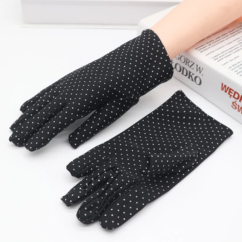 Fashion 1Pair Summer Spandex Elastic Spring Driving Gloves Sunscreen Dots Gloves Women Gloves