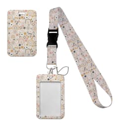 Simple Marble Heart Rainbow Card Holder with Buckle Lovely Hanging Rope ID Pass Hang Accessories Holder Lanyard Passr Case