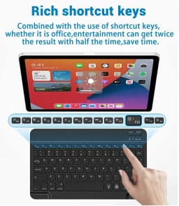 KEBIDUMEI Bluetooth Mini Keyboard 10 inch Backlit Ultrathin Keyboard Rechargeable Mute Click Office Keypad Computer Accessories