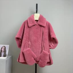 Young Style Lamb Fur Coat Max Camel down Teddy Cloak Outerwear Korean Version Long Sleeve Batwing Shape Wool Leather Jacket